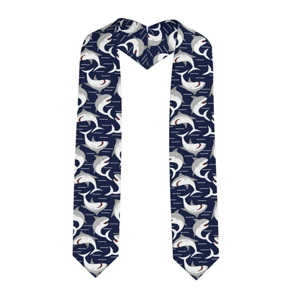 Fotbe Angry Shark Printed Class of 2024 Graduation Stole