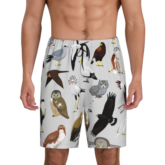 Fotbe Animal Bird Pajama Shorts for Men, Men's Pajama Bottoms, Sleepwear,Short Pajama Pants-Large