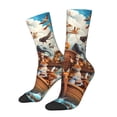 thumbnail image 1 of Fotbe Animal Filled Noahs Ark Pattern Long Socks for Men & Women – Breathable & Stretchy Compression Socks, Ideal for Running, Travel, and Everyday Wear Size 5-11, 1 of 6