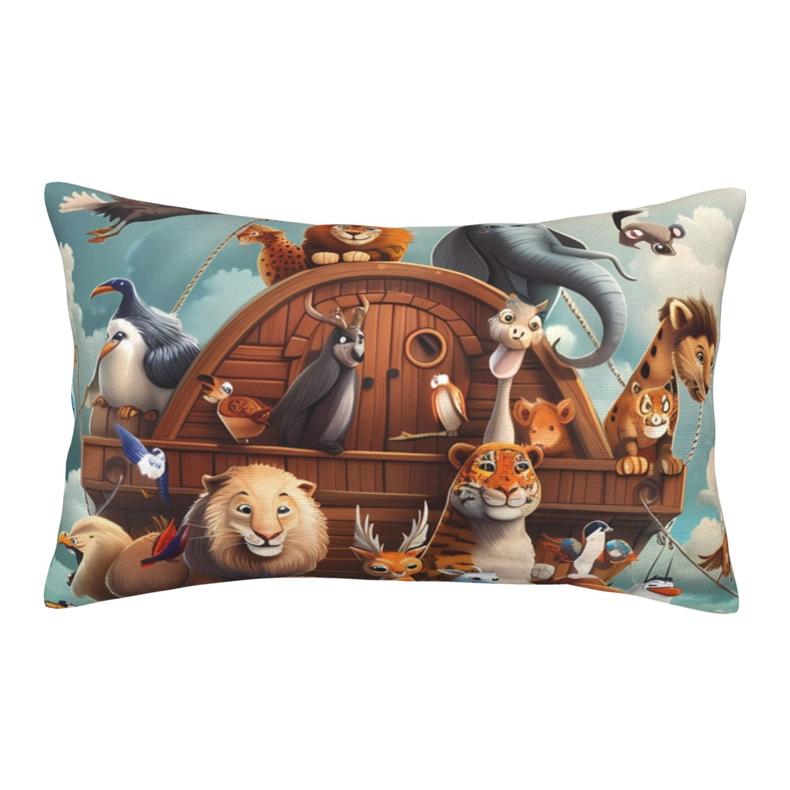 Personalized Noah's Ark Pillowcase For Kids – Custom Name & Message, Full Size, Soft Polyester, Machine Washable