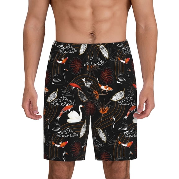 Fotbe Animal Koi Fish Pajama Shorts for Men, Men's Pajama Bottoms, Sleepwear,Short Pajama Pants-Medium