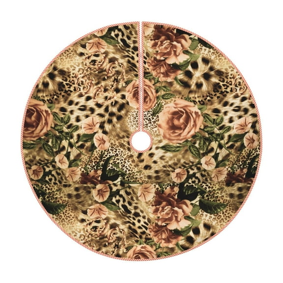 Fotbe Animal Leopard Pattern Christmas Tree Skirt, Tree Skirts Plush Christmas Decorations, Christmas Tree Skirts Xmas Decorations Holiday Party Decor-30"