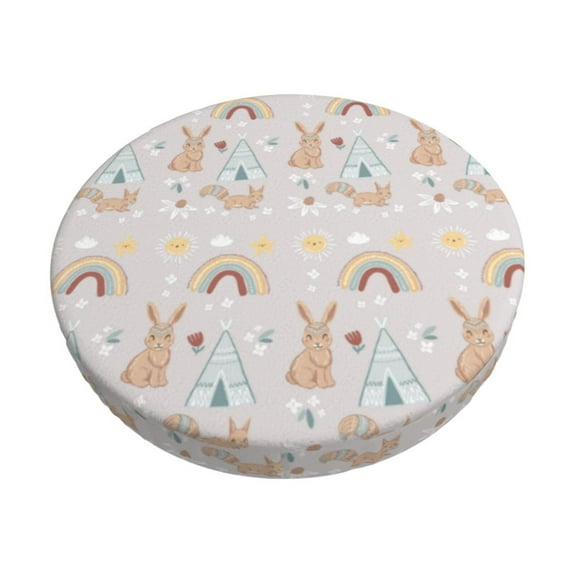 Fotbe Animals In Tribe Stool Covers Round,Waterproof Round Bar Stool Covers Bar Chair Covers Washable Stool Cushion Slipcover for 12-14 Inch Chair-13 inch
