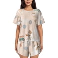 thumbnail image 1 of Fotbe Animals Riding Across The Sky1 Print Pajama Set for Women 2 Piece Loungewear Short Sleeve Tops and Shorts Set Soft Sleepwear-4X-Large, 1 of 7