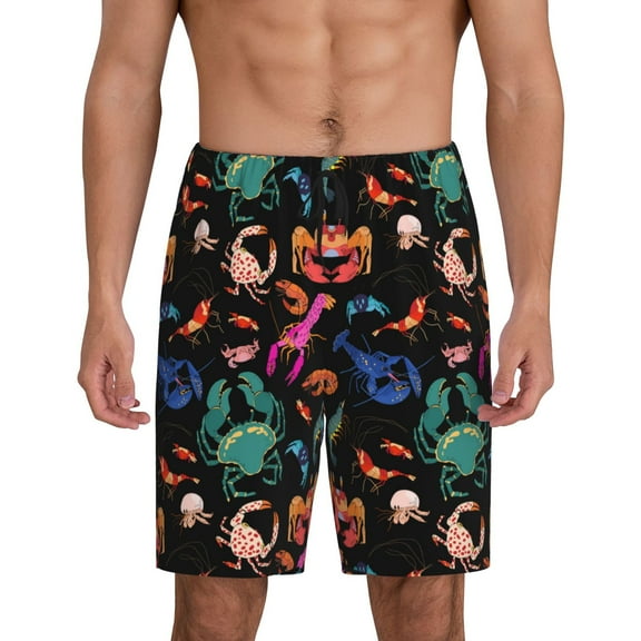 Fotbe Animals Under Water Pajama Shorts for Men, Men's Pajama Bottoms, Sleepwear,Short Pajama Pants-Medium