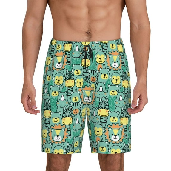 Fotbe Animals with Leaf Pajama Shorts for Men, Men's Pajama Bottoms, Sleepwear,Short Pajama Pants-XX-Large