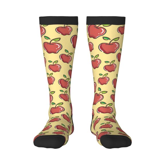 Fotbe Apple print Women's Men's Novelty Crew Socks Cotton Socks Knee High Socks for Walking,Running,Nurses,Pregnancy