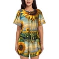 thumbnail image 1 of Fotbe Artistic Oil Painting Sunflower Print Pajama Set for Women 2 Piece Loungewear Short Sleeve Tops and Shorts Set Soft Sleepwear-XX-Large, 1 of 7