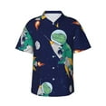 thumbnail image 1 of Fotbe Astronaut Dinosaur And Space Hawaiian Shirt For Men Unisex Summer Beach Casual Short Sleeve Cotton Linen Button Down Shirts-Small, 1 of 9