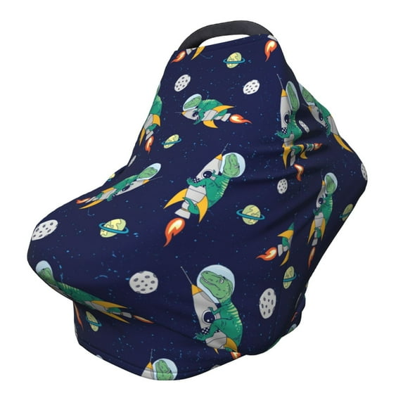 Fotbe Astronaut Dinosaur Pattern Car Seat Covers for Babies, Nursing Breastfeeding Cover Infant Carseat Canopy, Soft Stretchy Carrier Cover