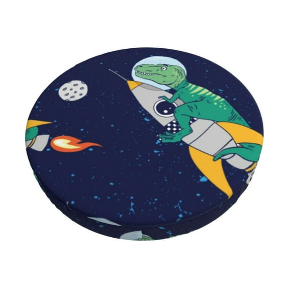 Fotbe Astronaut Dinosaur and Space Stool Covers Round,Waterproof Round Bar Stool Covers Bar Chair Covers Washable Stool Cushion Slipcover for 12-14 Inch Chair-14 inch