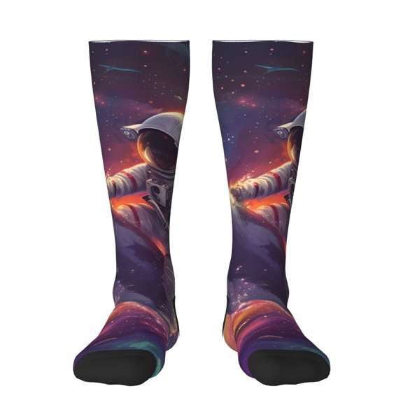 Fotbe Astronaut Dolphin print Women's Men's Novelty Crew Socks Cotton Socks Knee High Socks for Walking,Running,Nurses,Pregnancy