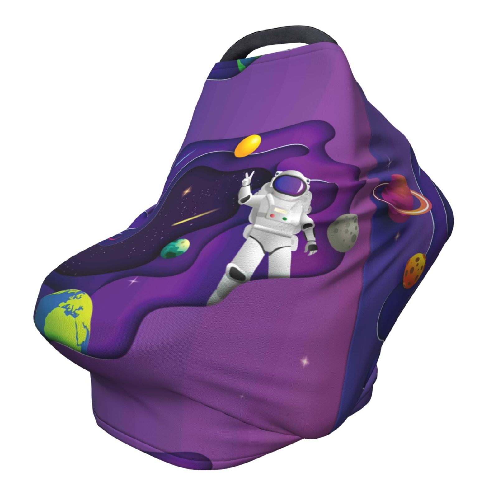 Fotbe Astronaut Pattern Car Seat Covers for Babies, Nursing Breastfeeding Cover Infant Carseat Canopy, Soft Stretchy Carrier Cover