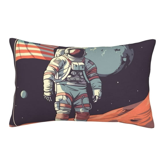 Fotbe Astronaut With American Flag Pillow Cases - Envelope Closure - Luxury, Extra Soft, Cooling Pillow Covers - Wrinkle, Fade, Stain Resistant-16"x24"