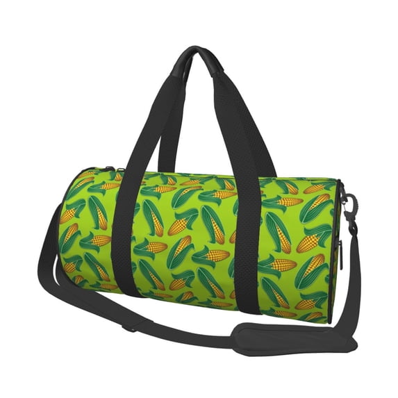 Fotbe Autumn Corn Pattern Foldable Sports Gym Bag with Wet Dry Pocket, Ultralight Travel Bag, Large Capacity Duffel Bag, Splash Proof Carry on Bag, Overnight Bag, Weekender Bag