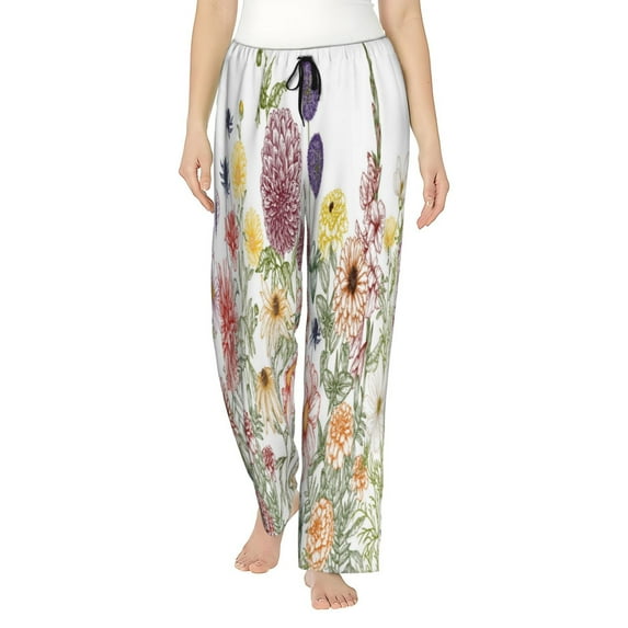 Fotbe Autumn Garden Women's Pajama Pants,Sleepwear Pants,Pj Bottoms Drawstring And Pockets-X-Large