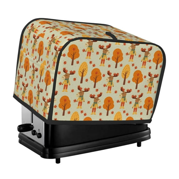 Fotbe Autumn Maple Leaf and Deer for Two Slice Toaster Cover, Fingerprint Protector, Super Soft Appliance Cover And Dust Cover,Bread Dust Cover & Fingerprint Protection