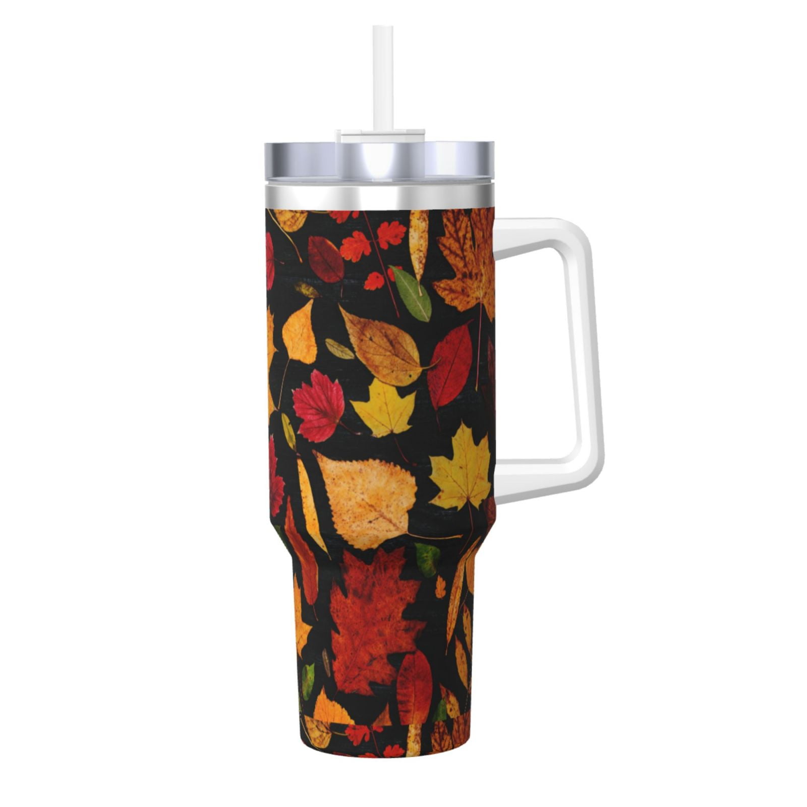 Whaline 40oz Fall Tumbler With Handle – Autumn Pumpkin Design, Stainless Steel, Insulated For Hot & Cold Drinks - View #4