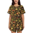 thumbnail image 1 of Fotbe Autumn Plants Maple Tree Vintage Print Pajama Set for Women 2 Piece Loungewear Short Sleeve Tops and Shorts Set Soft Sleepwear-Medium, 1 of 7