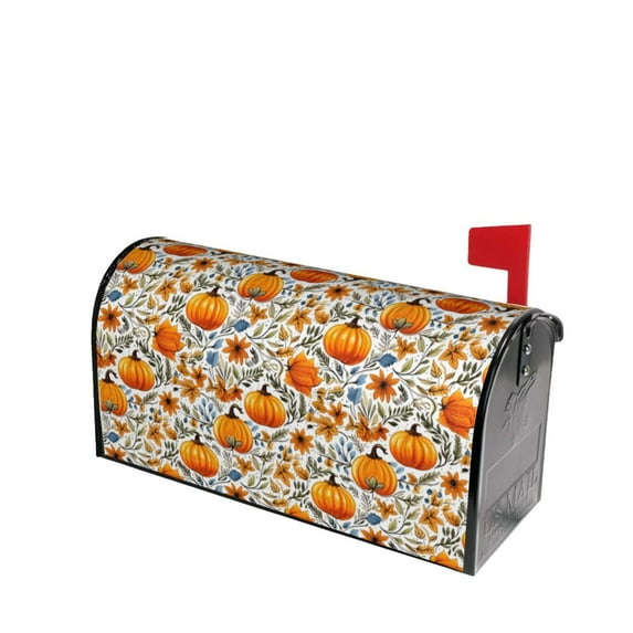 Fotbe Autumn Pumpkin Blossoms Mailbox Covers Post Letter Box Cover Garden Decor Standard Size-25.5x21 in
