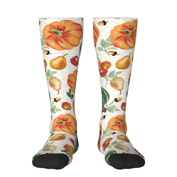 Fotbe Autumn Pumpkins print Women's Men's Novelty Crew Socks Cotton Socks Knee High Socks for Walking,Running,Nurses,Pregnancy