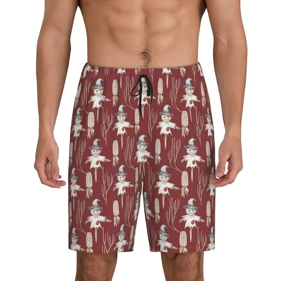 Fotbe Autumn Scarecrow Harvest Joy Pajama Shorts for Men, Men's Pajama Bottoms, Sleepwear,Short Pajama Pants-XX-Large