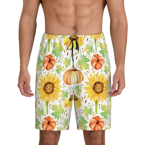 Fotbe Autumn Theme Pajama Shorts for Men, Men's Pajama Bottoms, Sleepwear,Short Pajama Pants-XX-Large