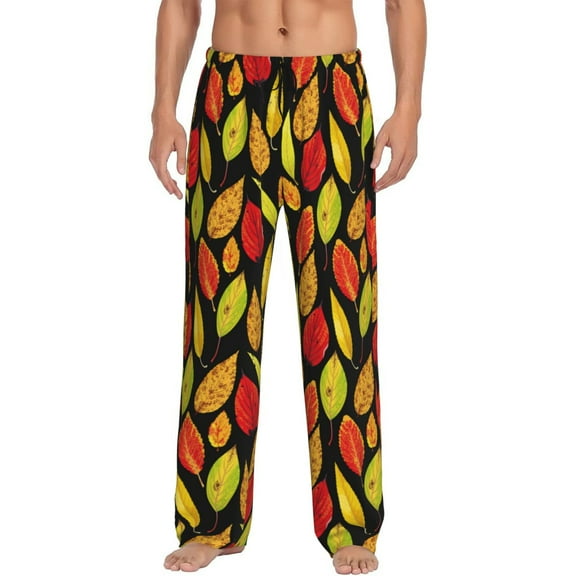 Fotbe Autumn With Leaves Men's Pajama Pants,Sleepwear Pants,Pj Bottoms Drawstring And Pockets-Medium