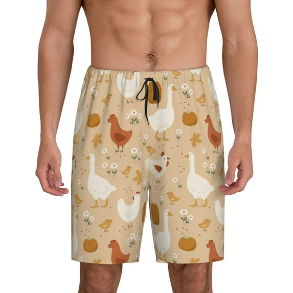 Fotbe Autumn and Thanksgiving Pajama Shorts for Men, Men's Pajama Bottoms, Sleepwear,Short Pajama Pants-Small