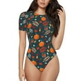 thumbnail image 1 of Fotbe Autumn with Pumpkins Women's Crew Neck Short Sleeves Bodysuit Tops Round Neck Slim Sleeveless Soft Comfortable Basic-Small, 1 of 9