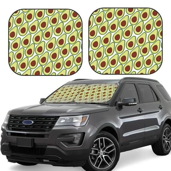 Fotbe Avocado 2-Piece Car Windshield Sun Shade | Sun Blocker for Car Windshield | Foldable Automotive Interior Accessories for Sun Protection-Medium