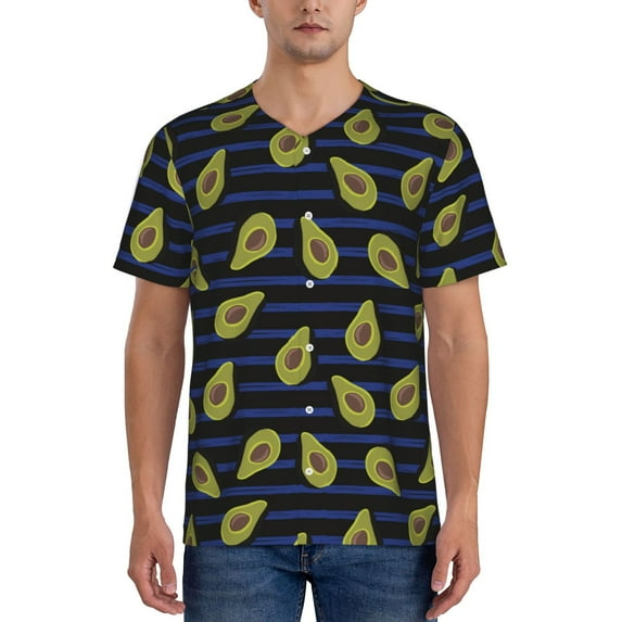 Fotbe Avocado Baseball Jersey Shirt for Men and Women, Casual Short Sleeves Button Down T-Shirt-Medium