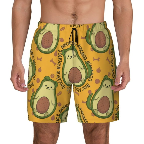 Fotbe Avocado Dog Men’s Swim Trunks Quick Dry Swim Shorts Board Shorts with Mesh Lining-X-Large