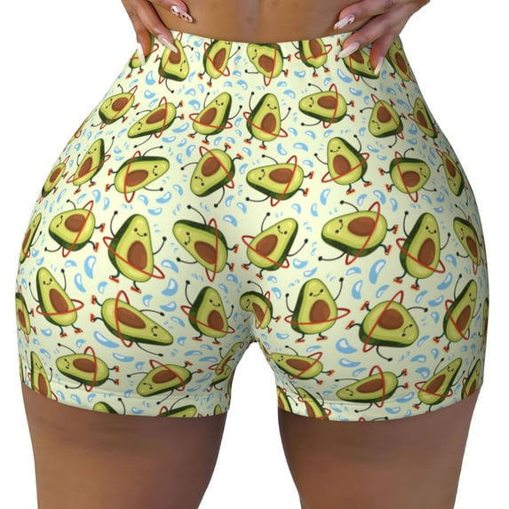 Fotbe Avocado Doing Sport Seamless Shorts, Womens Workout Shorts High Waist Stretch Booty Short for Gym/Yoga/Running/Biking-X-Large
