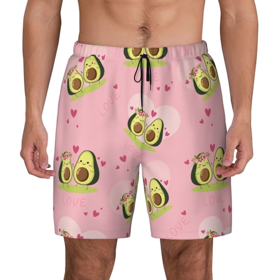 Fotbe Avocado Lovers Men’s Swim Trunks Quick Dry Swim Shorts Board Shorts with Mesh Lining-3X-Large