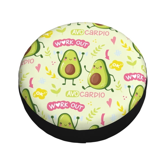 Fotbe Avocado Work Out Spare Tire Cover Thickening Universal Fit for Jeep, Trailer, RV, SUV, Truck, Tough Tire Wheel Soft Cover-17 inch