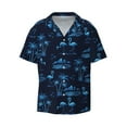 thumbnail image 1 of Fotbe BLUE Flamingo Birds print Short Sleeve Button Down Shirts for Men Casual Summer Beach Wrinkle Free Shirt-Small, 1 of 1