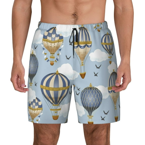 Fotbe Balloon Vintage Men’s Swim Trunks Quick Dry Swim Shorts Board Shorts with Mesh Lining-Small