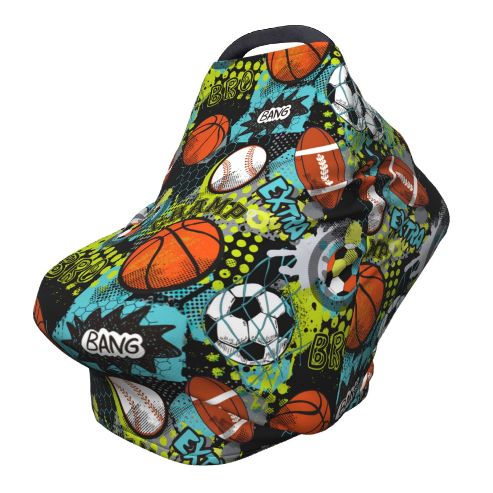 Fotbe Balls Pattern Car Seat Covers for Babies, Nursing Breastfeeding Cover Carseat Canopy, Soft Stretchy Carrier Cover