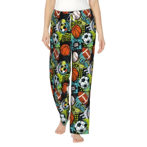 Fotbe Balls Women's Pajama Pants,Sleepwear Pants,Pj Bottoms Drawstring And Pockets-Small