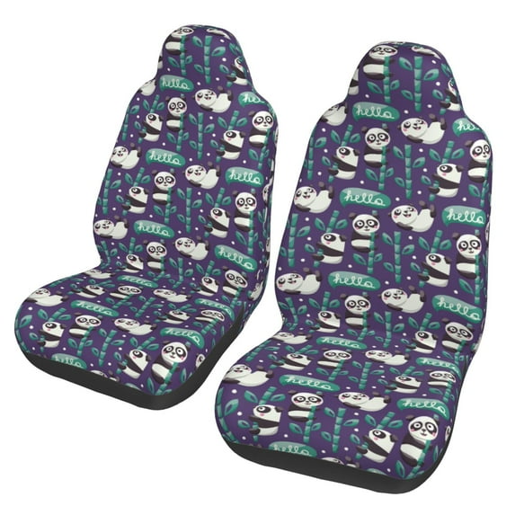 Fotbe Bamboo Panda Pattern Automotive Seat Covers for Cars Trucks and SUVs – Car Seat Covers for Front Seats,Protective Seat Covers,Vehicle Seat Covers, Set of 2