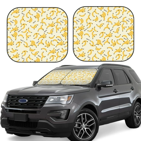 Fotbe Banana 2-Piece Car Windshield Sun Shade | Sun Blocker for Car Windshield | Foldable Automotive Interior Accessories for Sun Protection-Medium