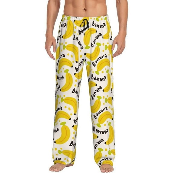 Fotbe Banana Fruit Men's Pajama Pants,Sleepwear Pants,Pj Bottoms Drawstring And Pockets-Medium