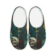 thumbnail image 1 of Fotbe Baroque Floral Still Life Pattern Women's Fuzzy Curly Fur Memory Foam Loafer Slippers Indoor Outdoor Slippers Winter Home Shoes-40/41, 1 of 7
