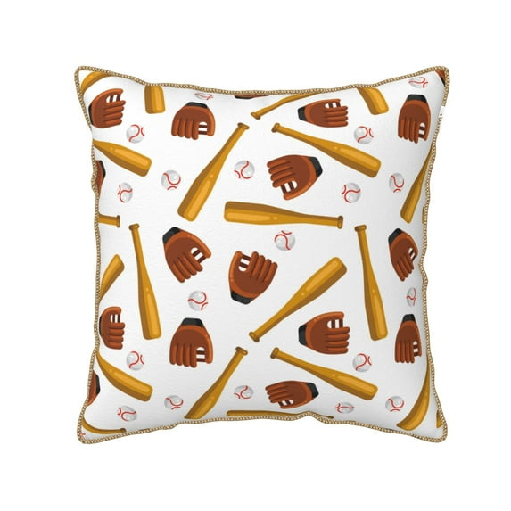 Fotbe Baseball Sport Pattern Velvet Decorative Throw Pillow Covers with Elegant Piping, Soft Plush Cushion Cover for Sofa, Bed, Car, Office-20"x20"