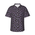 thumbnail image 1 of Fotbe Bat Purple Hawaiian Shirt for Men Unisex Summer Beach Casual Short Sleeve Cotton Linen Button Down Shirts-Medium, 1 of 5
