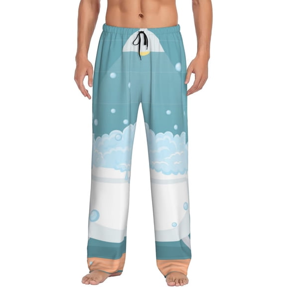 Fotbe Bathtub with Soap Bubbles Men's Pajama Pants,Sleepwear Pants,Pj Bottoms Drawstring And Pockets-X-Large