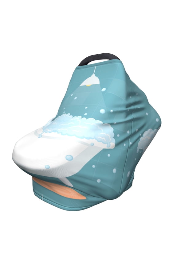 Bathtub with Soap Bubbles Pattern Car Seat Covers for Babies, Nursing Breastfeeding Cover Infant Carseat Canopy, Soft Stretchy Carrier Cover