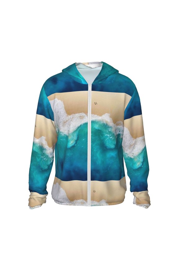 Beach Men's Women's UPF 50+ Sun Protection Jacket Hooded Cooling Shirt with Pockets Hiking Outdoor Performance-Small