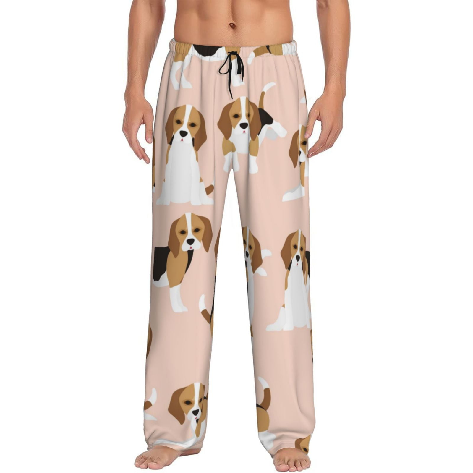 Fotbe Beagle Dog On Brown Men's Pajama Pants,Sleepwear Pants,Pj Bottoms ...